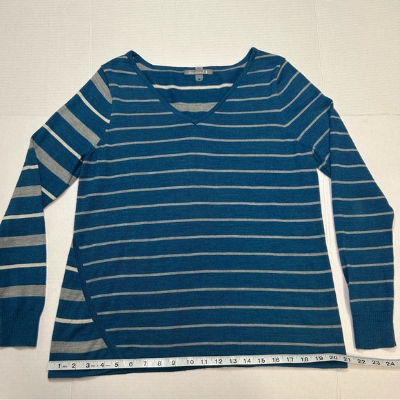 Smartwool Women's Split Stripe Sweater, V Neck, Medium, Merino Wool Blend - Picture 8 of 8